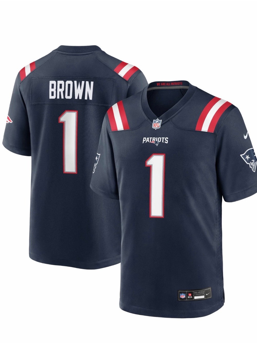 NFL New England Patriots # 1 'Brown' Jersey